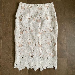 Bar III Floral Crochet white Skirt
